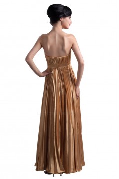 A-Line Strapless Beaded Pleated Gold Long Bridesmaid Dresses/Wedding Party Dresses BD010061