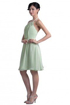 A-Line Halter Short Chiffon Bridesmaid Dresses/Wedding Party Dresses BD010068