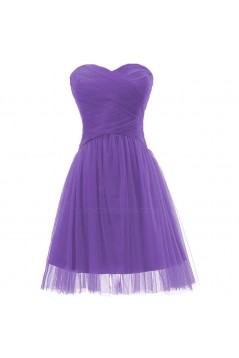 A-Line Sweetheart Short Purple Tulle Bridesmaid Dresses/Wedding Party Dresses BD010070