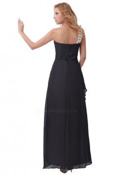 A-Line One-Shoulder Long Black Chiffon Bridesmaid Dresses/Wedding Party Dresses BD010081