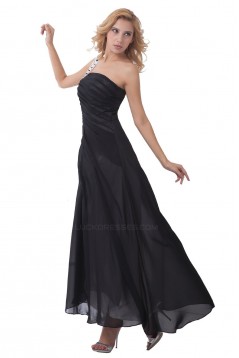A-Line One-Shoulder Long Black Chiffon Bridesmaid Dresses/Wedding Party Dresses BD010081