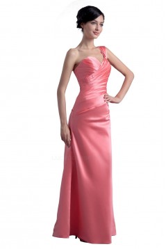 A-Line One-Shoulder Long Satin Bridesmaid Dresses/Wedding Party Dresses BD010084