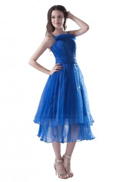 A-Line Spaghetti Strap Pleated Blue Bridesmaid Dresses/Wedding Party Dresses BD010113