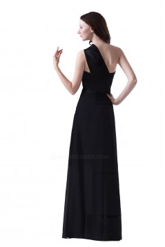 A-Line One-Shoulder Long Black Chiffon Bridesmaid Dresses/Wedding Party Dresses BD010117