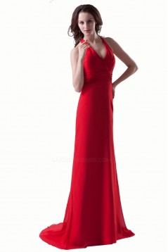 Sheath/Column V-Neck Straps Sleeveless Long Red Bridesmaid Dresses/Wedding Party Dresses BD010125