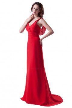 Sheath/Column V-Neck Straps Sleeveless Long Red Bridesmaid Dresses/Wedding Party Dresses BD010125