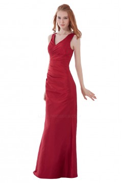 V-Neck Long Red Bridesmaid Dresses/Wedding Party Dresses BD010126