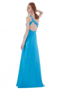 A-Line One-Shoulder Beaded Long Blue Bridesmaid Dresses/Wedding Party Dresses BD010143