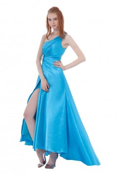 A-Line One-Shoulder Beaded Long Blue Bridesmaid Dresses/Wedding Party Dresses BD010143