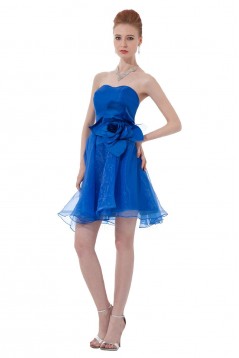 A-Line Strapless Short/Mini Blue Bridesmaid Dresses/Wedding Party Dresses BD010145