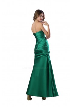 Sheath Strapless Long Green Satin Bridesmaid Dresses/Wedding Party Dresses BD010147