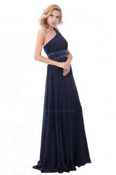 Sheath/Column One-Shoulder Beaded Navy Blue Long Bridesmaid Dresses/Wedding Party Dresses/Evening Dresses BD010153