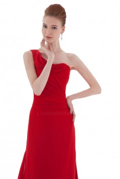 A-Line One-Shoulder Long Red Chiffon Bridesmaid Dresses/Wedding Party Dresses BD010158