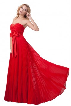 A-Line Pleated Long Red Chiffon Bridesmaid Dresses/Wedding Party Dresses BD010167