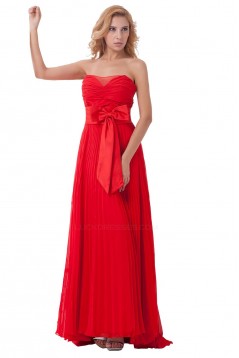 A-Line Pleated Long Red Chiffon Bridesmaid Dresses/Wedding Party Dresses BD010167