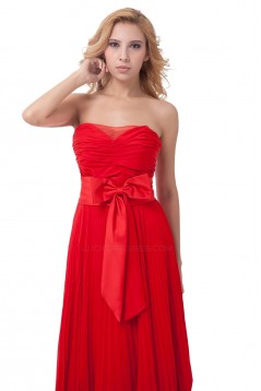 A-Line Pleated Long Red Chiffon Bridesmaid Dresses/Wedding Party Dresses BD010167