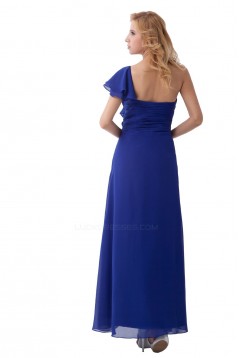 Sheath/Column One-Shoulder Royal Blue Long Chiffon Bridesmaid Dresses/Wedding Party Dresses BD010179