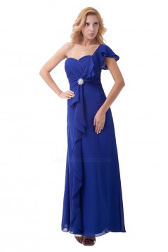 Sheath/Column One-Shoulder Royal Blue Long Chiffon Bridesmaid Dresses/Wedding Party Dresses BD010179