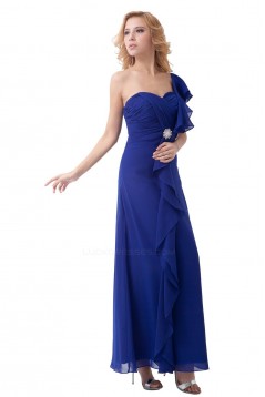 Sheath/Column One-Shoulder Royal Blue Long Chiffon Bridesmaid Dresses/Wedding Party Dresses BD010179