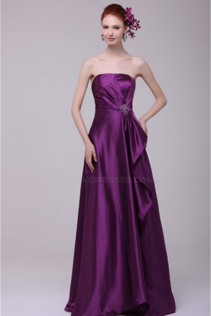 A-Line Strapless Purple Floor-Length Bridesmaid Dresses/Wedding Party Dresses BD010204