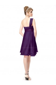 A-Line One-Shoulder Short Purple Bridesmaid Dresses/Wedding Party Dresses BD010210