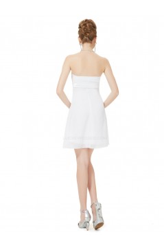 A-Line Strapless White Chiffon Short Bridesmaid Dresses/Wedding Party Dresses BD010226