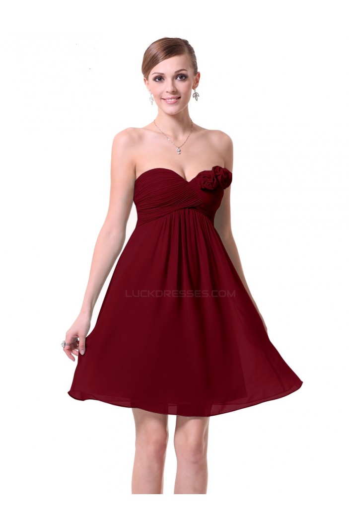 A-Line Empire Sweetheart Burgundy Chiffon Short Bridesmaid Dresses/Wedding Party Dresses/Maternity Dresses BD010228