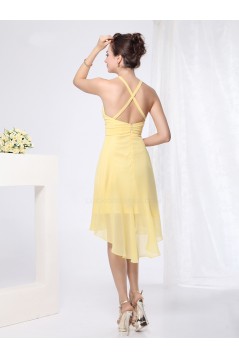 High Low Beaded Yellow Chiffon Bridesmaid Dresses/Wedding Party Dresses BD010230