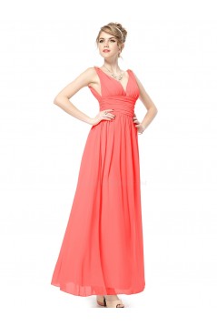 A-Line V-Neck Long Chiffon Bridesmaid Dresses/Wedding Party Dresses BD010239