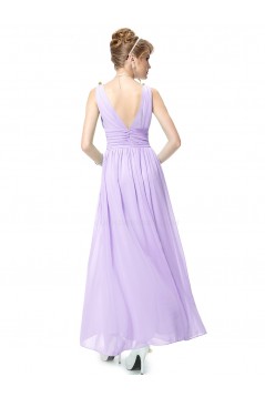 A-Line V-Neck Long Lilac Chiffon Bridesmaid Dresses/Wedding Party Dresses BD010243