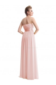 A-Line Empire Strapless Long Pink Chiffon Bridesmaid Dresses/Wedding Party Dresses/Maternity Dresses BD010251