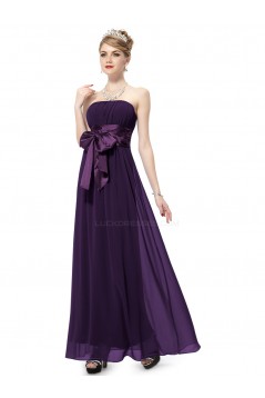A-Line Empire Strapless Long Purple Chiffon Bridesmaid Dresses/Wedding Party Dresses/Maternity Dresses BD010252