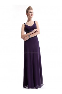 Sheath V-Neck Long Grape Chiffon Bridesmaid Dresses/Evening Dresses BD010266