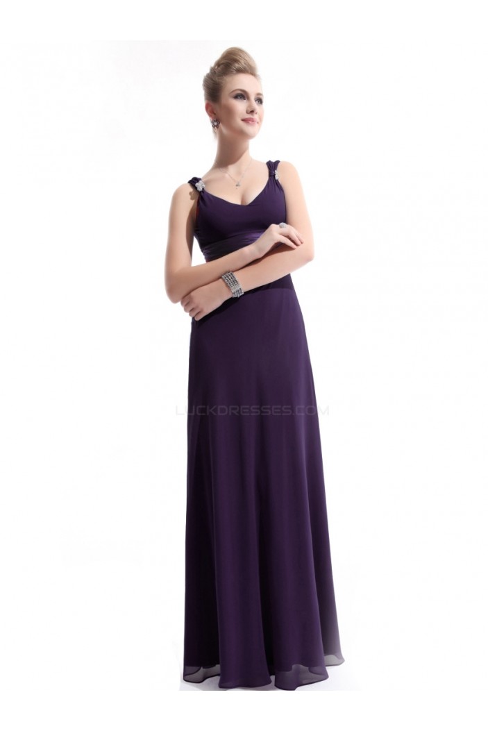 Sheath V-Neck Long Grape Chiffon Bridesmaid Dresses/Evening Dresses BD010266