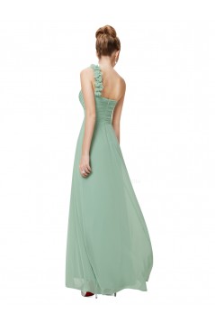 A-Line One-Shoulder Sweetheart Long Green Chiffon Bridesmaid Dresses/Evening Dresses BD010284