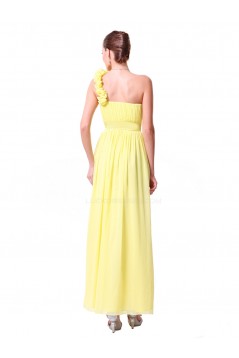 A-Line One-Shoulder Long Yellow Chiffon Bridesmaid Dresses/Evening Dresses BD010290