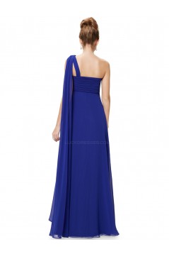 Empire One-Shoulder Long Royal Blue Chiffon Bridesmaid Dresses/Evening Dresses/Maternity Dresses BD010292