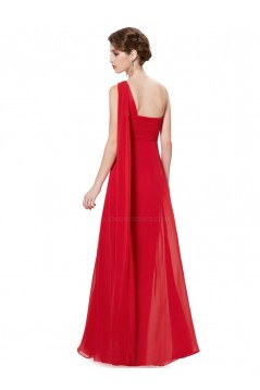 Empire One-Shoulder Long Red Chiffon Bridesmaid Dresses/Evening Dresses/Maternity Dresses BD010297