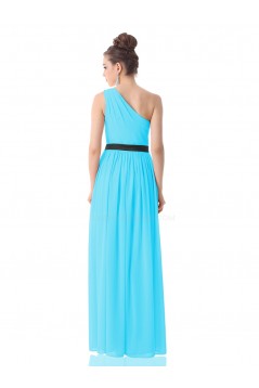 A-Line One-Shoulder Long Blue Chiffon Bridesmaid Dresses/Evening Dresses BD010300