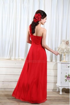 Empire One-Shoulder Long Red Chiffon Bridesmaid Dresses/Evening Dresses/Maternity Dresses BD010304