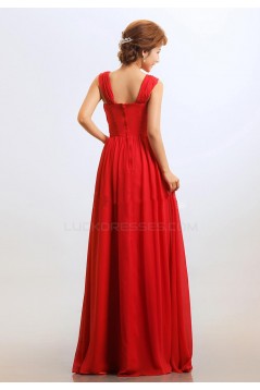 A-Line Chiffon Long Red Bridesmaid Dresses/Wedding Party Dresses BD010309