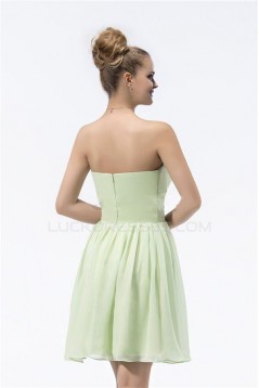 A-Line Strapless Short Green Chiffon Bridesmaid Dresses/Wedding Party Dresses BD010313