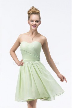 A-Line Strapless Short Green Chiffon Bridesmaid Dresses/Wedding Party Dresses BD010313