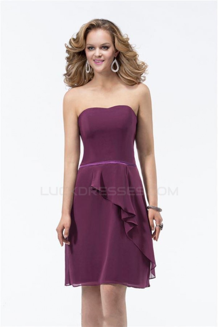 A-Line Strapless Short Chiffon Bridesmaid Dresses/Wedding Party Dresses BD010314