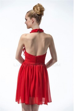 A-Line Halter Short Red Bridesmaid Dresses/Cocktail/Homecoming Dresses BD010316