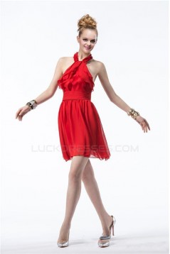 A-Line Halter Short Red Bridesmaid Dresses/Cocktail/Homecoming Dresses BD010316