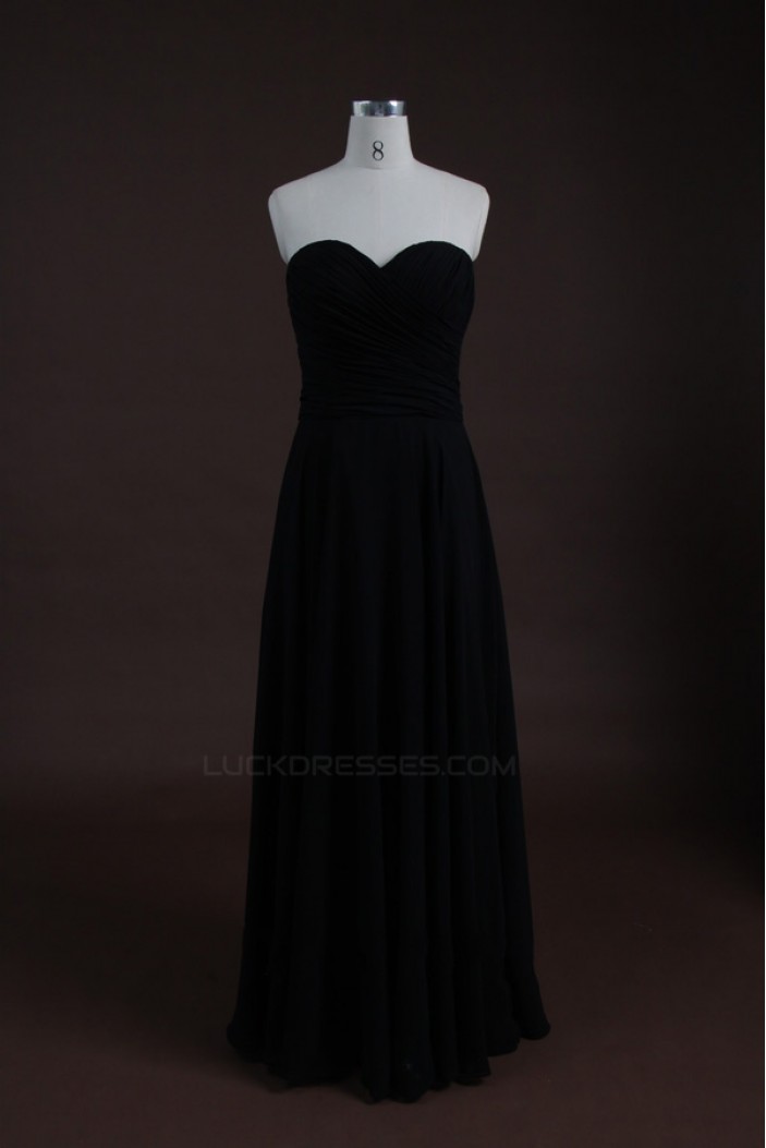 Sheath/Column Sweetheart Long Black Chiffon Bridesmaid Dresses/Wedding Party Dresses BD010320