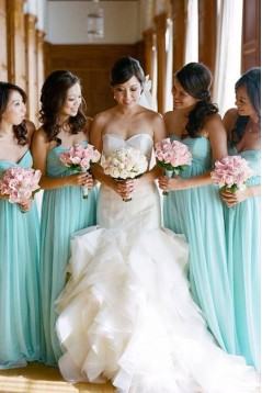 Empire Sweetheart Long Blue Bridesmaid Dresses/Wedding Party Dresses BD010325