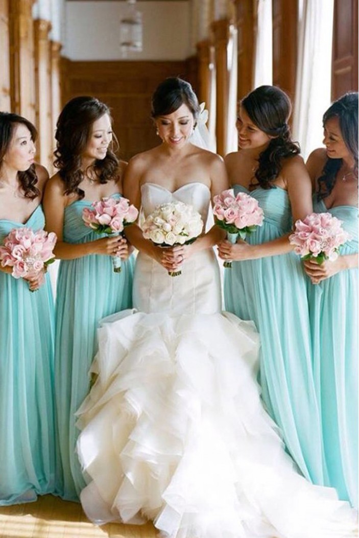 Empire Sweetheart Long Blue Bridesmaid Dresses/Wedding Party Dresses BD010325