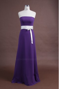 A-Line Strapless Long Purple Chiffon Bridesmaid Dresses/Wedding Party Dresses BD010343